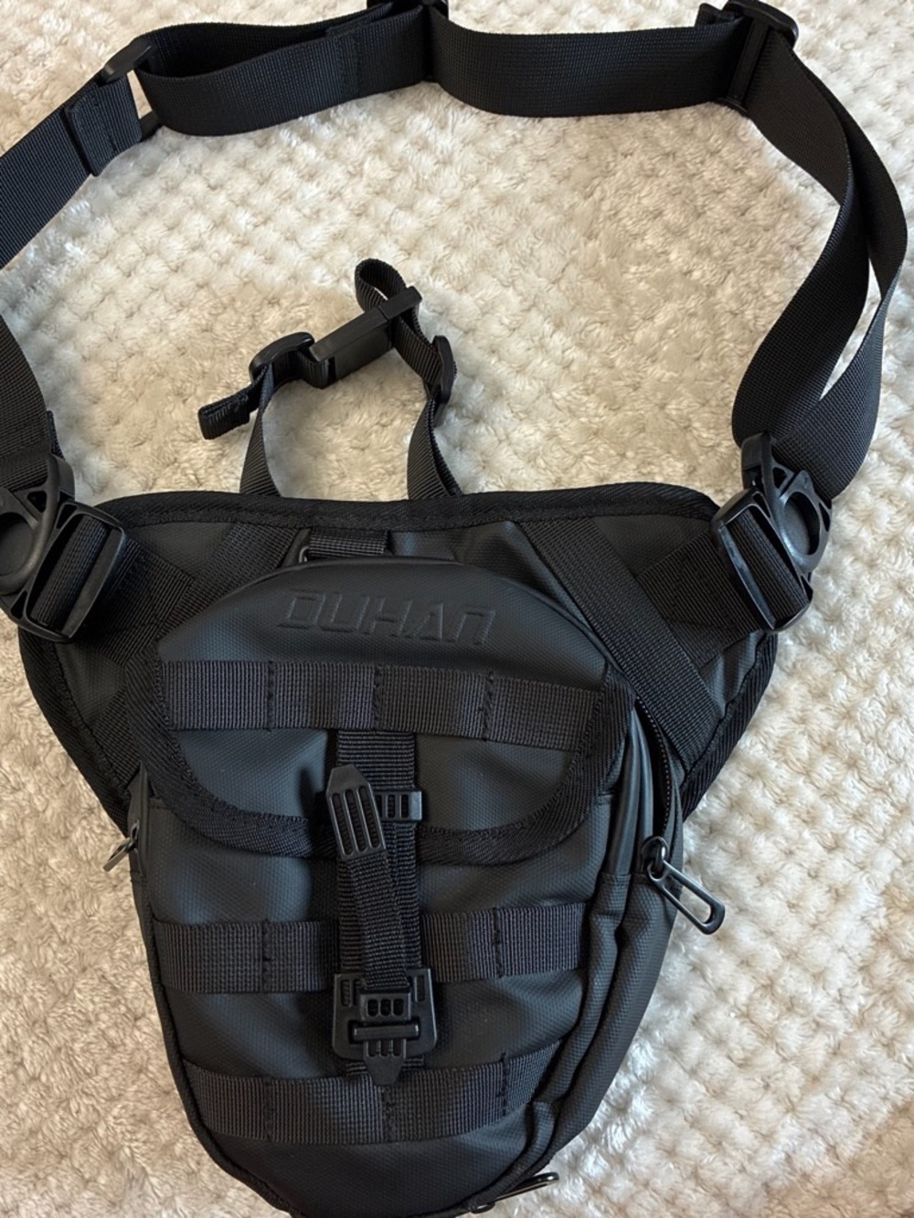 Black Tactical Mini Hip Bag - Compact Crossbody for Women